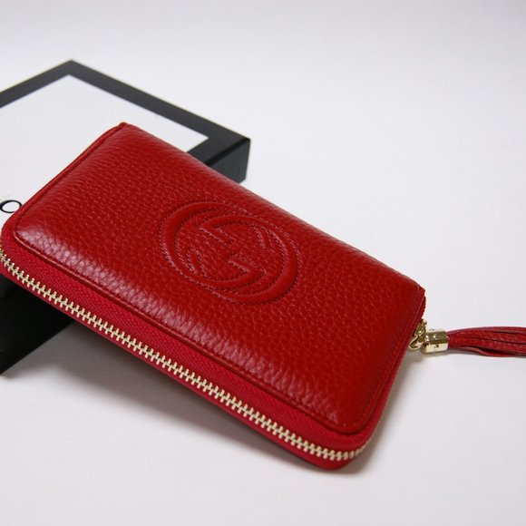 Gucci Soho Red Leather Zip Around Wallet Purse - Picture 7 of 7